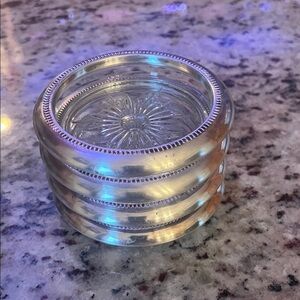 Vintage Elegant Silver plated and Glass Coaster set of 4 from Italy